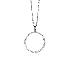 Müllers Collection, 14kt hvidgulds cirkelvedhng med diamanter