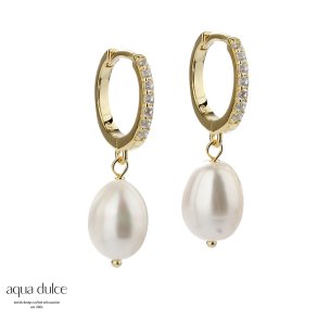 Aqua Dulce, Darling pearl creoler i forgyldt sterlingslv