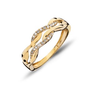 Mllers Collection 14kt rdguldsring med blger og diamanter