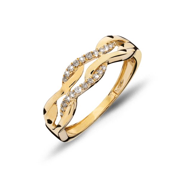 Mllers Collection 14kt rdguldsring med blger og diamanter