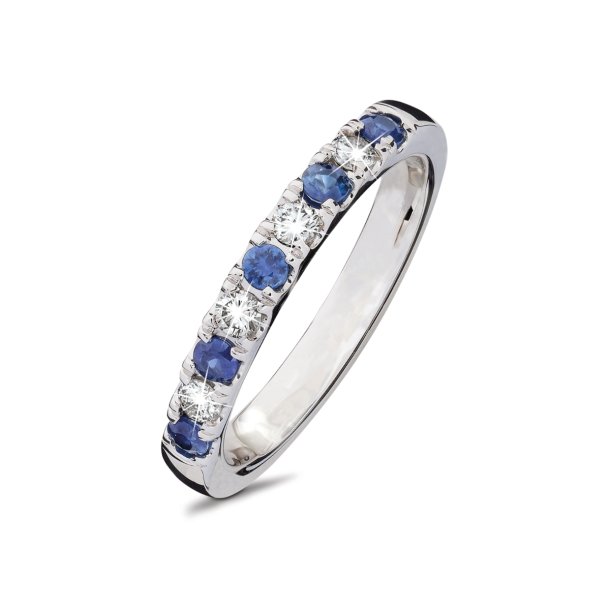 Rost By Mller alliancering af 14kt hvidguld med safirer og brillanter