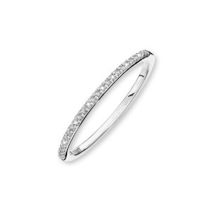 Mllers Collection, smal alliancering med diamanter i hvidguld