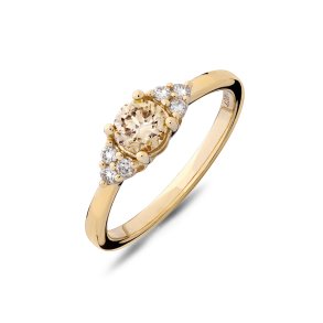 Mllers Collection, 25 rs Jubilumsring i 14kt rdguld med 0,50ct champagne diamant og hvide diamanter