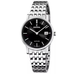 Festina, F20019/3 Swiss made dameur i stl med sort skive