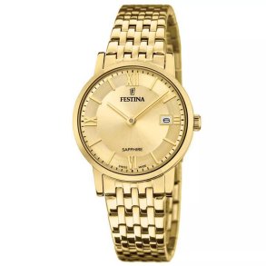 Festina, F20021/2 Swiss made dameur i gulddouble med gylden skive