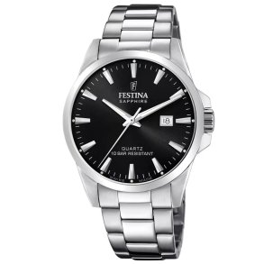 Festina, F20024/4 Swiss made herreur i stl med sort skive