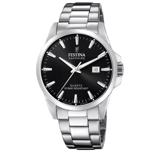 Festina, F20024/4 Swiss made herreur i stl med sort skive