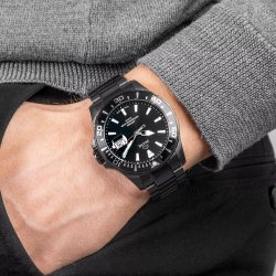 Jaguar, J989/1 Executive diver herreur, sortbelagt stl med sort skive