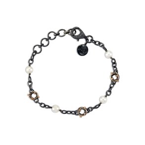 By Birdie, Zeus Pearl armbnd i oxyderet slv og guld