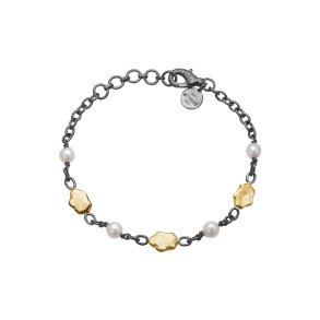 By Birdie, Ellen Pearl armbnd i oxyderet slv og guld