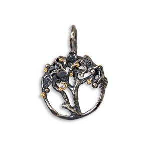 By Birdie, Tree of Life vedhng i oxyderet slv og 14 kt guld