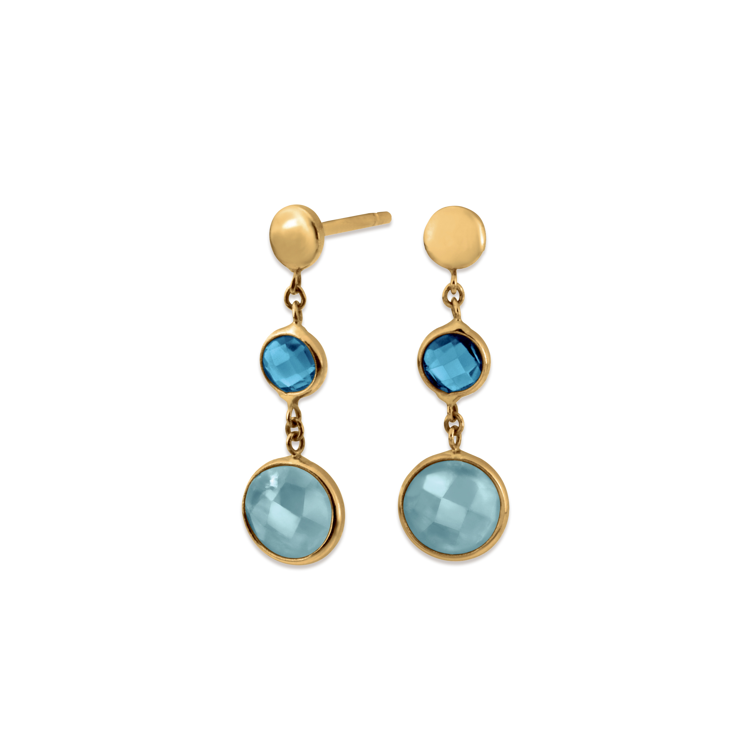 Colourful øreringe, 14kt guld aquamarin London blue topaz - - Müllers Guldsmedje