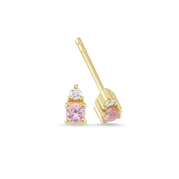 Petit restikker i 14kt rdguld med pink safir