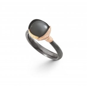 Ole Lynggaard Lotus ring nr. 1, Slv og 18kt guld med mnesten