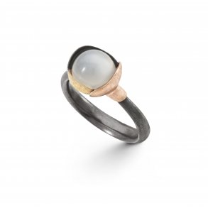 Ole Lynggaard Lotus ring nr. 1, Slv og 18kt guld med mnesten
