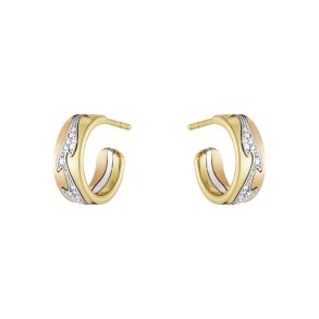 Georg Jensen Fusions reringe i 18kt rd-, hvid og rosaguld med diamanter