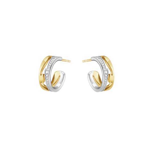Georg Jensen, Fusions creoler i 18kt rd- og hvidguld med diamanter