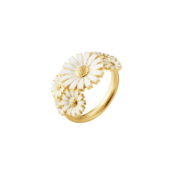 Georg Jensen DAISY ring i lag, forgyldt/emalje
