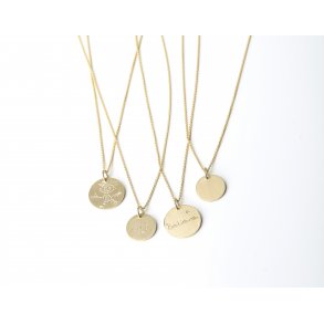 Circle Tag vedhng af 14kt guld, mat/lille (13mm) 