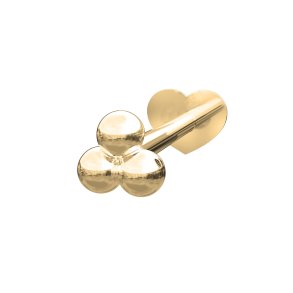 Labret-piercing restik i 14kt rdguld med 3 kugler