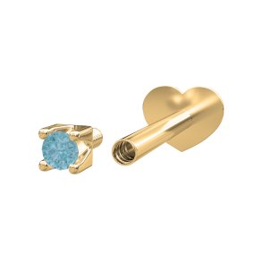Labret-piercing restik i 14kt rdguld med London topas