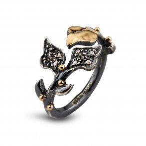 By Birdie Kensington ring, oxyderet slv og 14kt guld