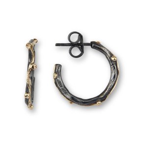 By Birdie, Zeus creoler i oxyderet Slv med 14kt rdguld