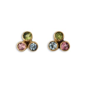 By Birdie, Olivia restikker i oxyderet Slv med 14kt rdguld og farvede sten