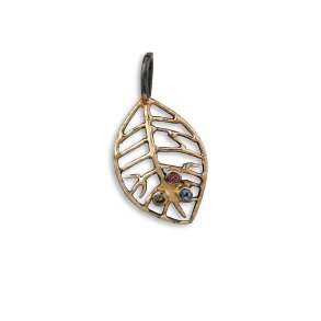 By Birdie, Beech Autumn Stones vedhng i oxyderet Slv med 18kt rdguld og farvede sten