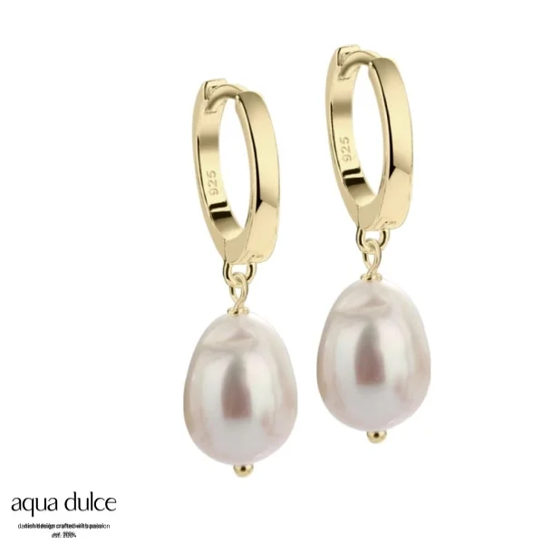 Aqua Dulce, Maren pearl creoler i forgyldt sterlingslv