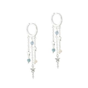 Aqua Dulce Stella hoop blue i sterlings�lv