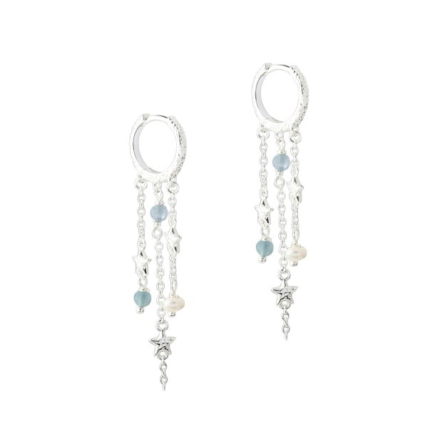 Aqua Dulce Stella hoop blue i sterlings�lv