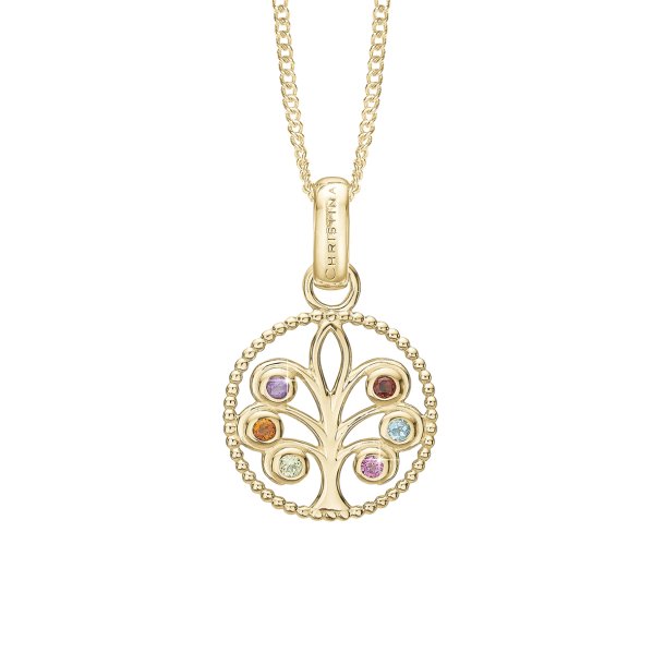 Christina Jewelry, Family Tree vedhng i forgyldt Slv med farvede sten