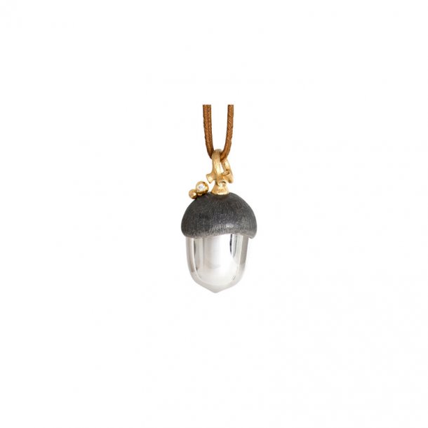 Ole Lynggaard Forest vedhng, stort agern, Slv og 18kt guld med brill.