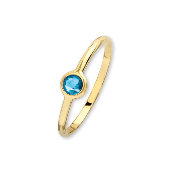 Colourful, 14kt rdgulds ring med london bl topas