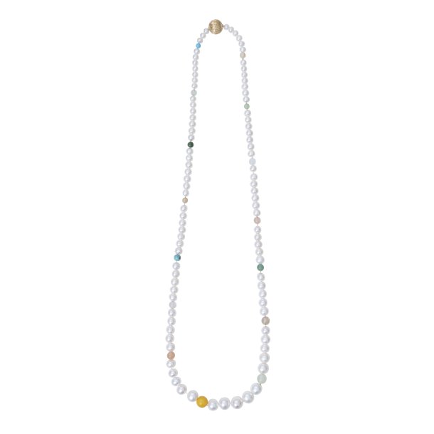 Ole Lynggaard perlekde med blandede sten og ferskvandsperler 75-78 cm