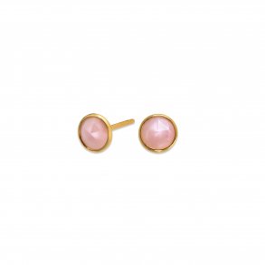 Colourful reringe, 14kt guld med pink opal