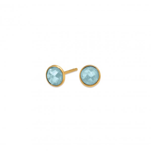 Colourful reringe, 14kt guld med aquamarin