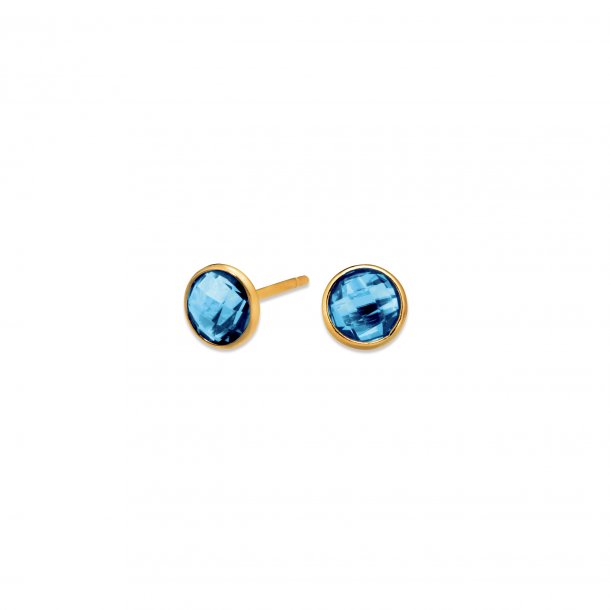 Colourful reringe, 14kt guld med London blue topaz