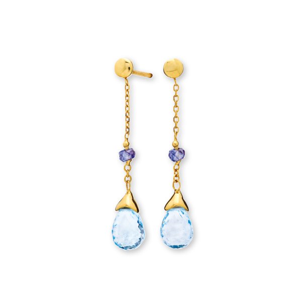 Stella Gold, 9kt rdgulds rehngere med safir og topas