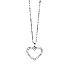 Mllers Collection, 14kt hvidgulds hjertevedhng med diamanter