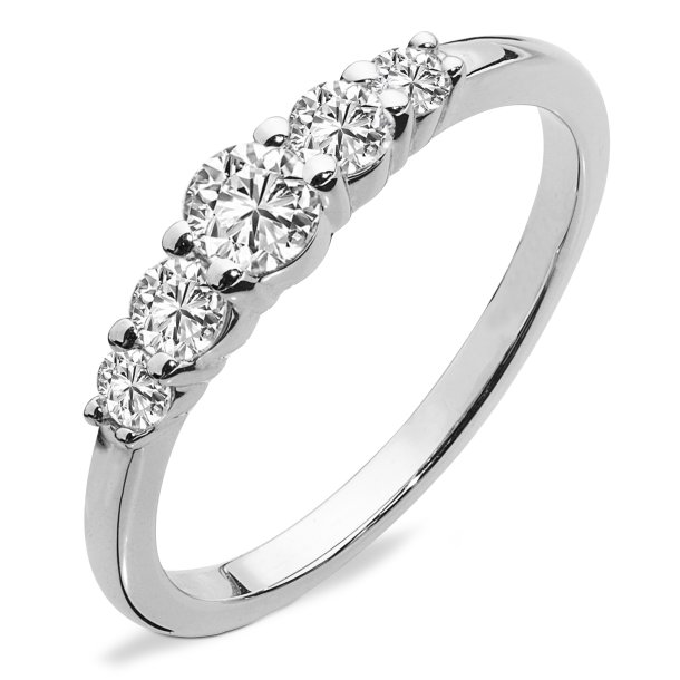 M�llers Collection, Femstensring i 14kt hvidguld, mellem, med labgrown diamanter