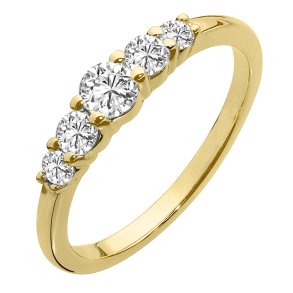 Mllers Collection, Femstensring i 14kt rdguld, mellem, med labgrown diamanter