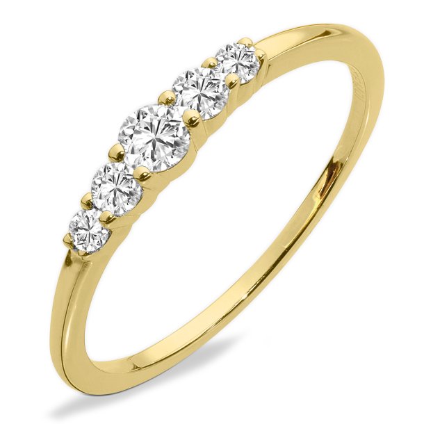 M�llers Collection, Femstensring i 14kt r�dguld, lille, med labgrown diamanter