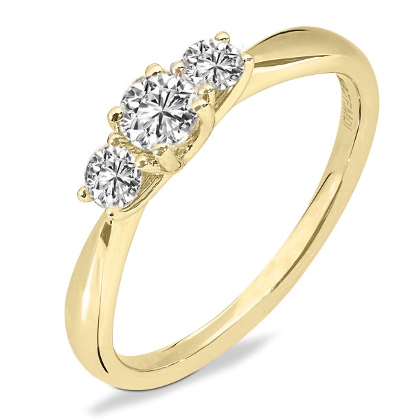 M�llers Collection, Trestensring i 14kt r�dguld, stor, med labgrown diamanter