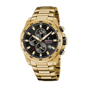 Festina, F20541/4 Chrono sport, gulddouble med sort skive