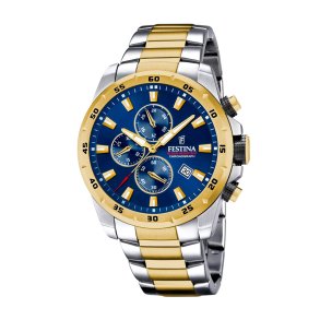 Festina, F20562/2 Chrono sport, stl/gulddouble med bl skive