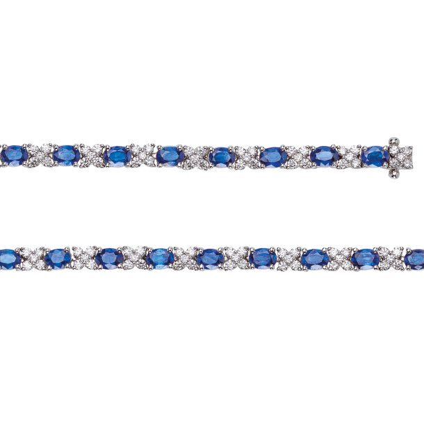 Rost By Mller armbnd i 14kt hvidguld med safirer og diamanter