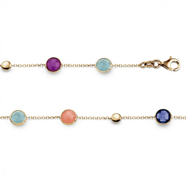 Colourful armbnd, 14kt guld og mix af delstene