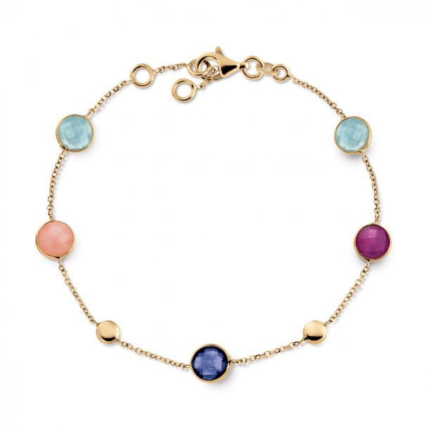 Colourful armbnd, 14kt guld og mix af delstene